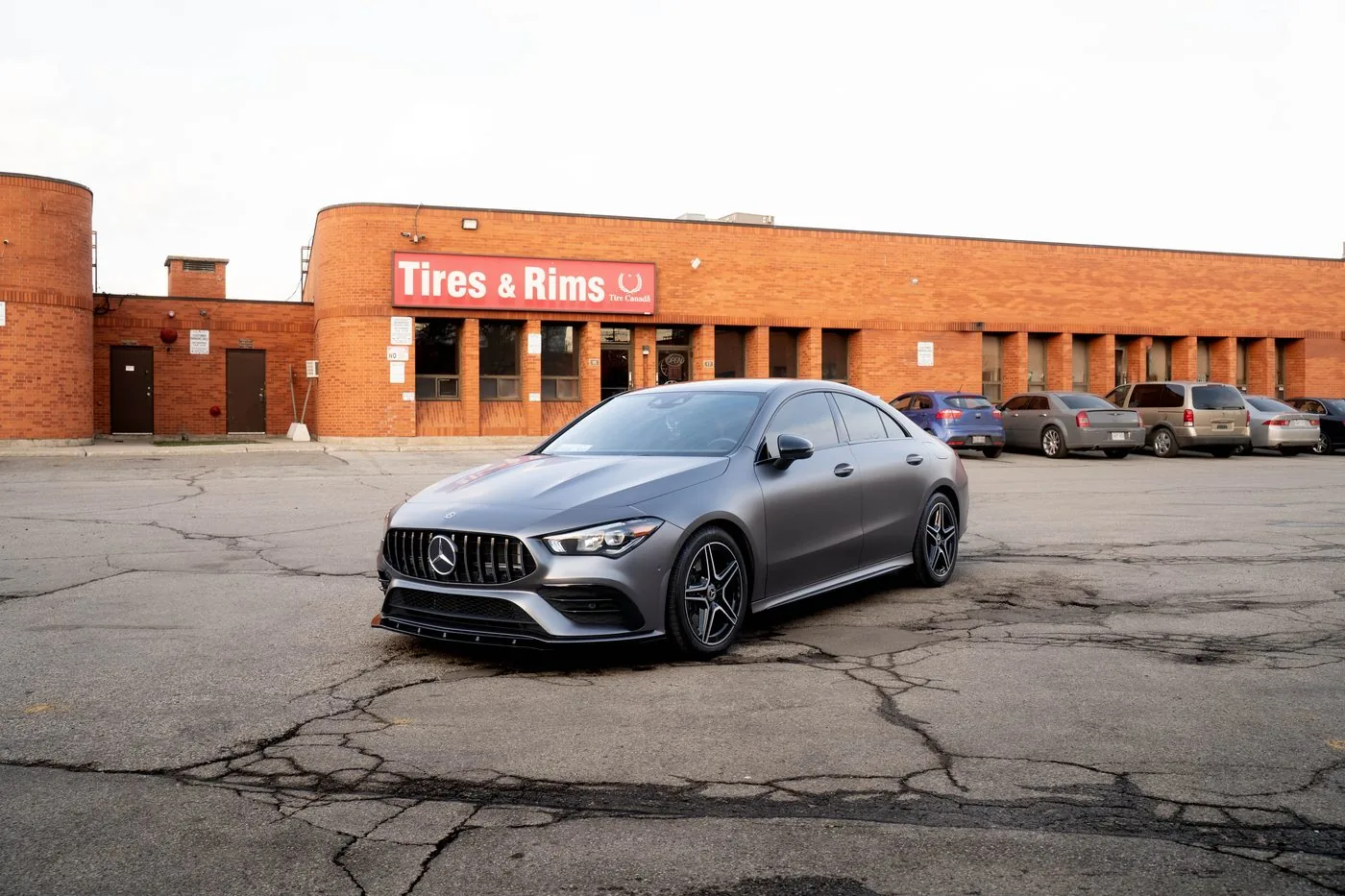 Mercedes-AMG CLA with matte grey wrap at Wrap Senators Ottawa shop